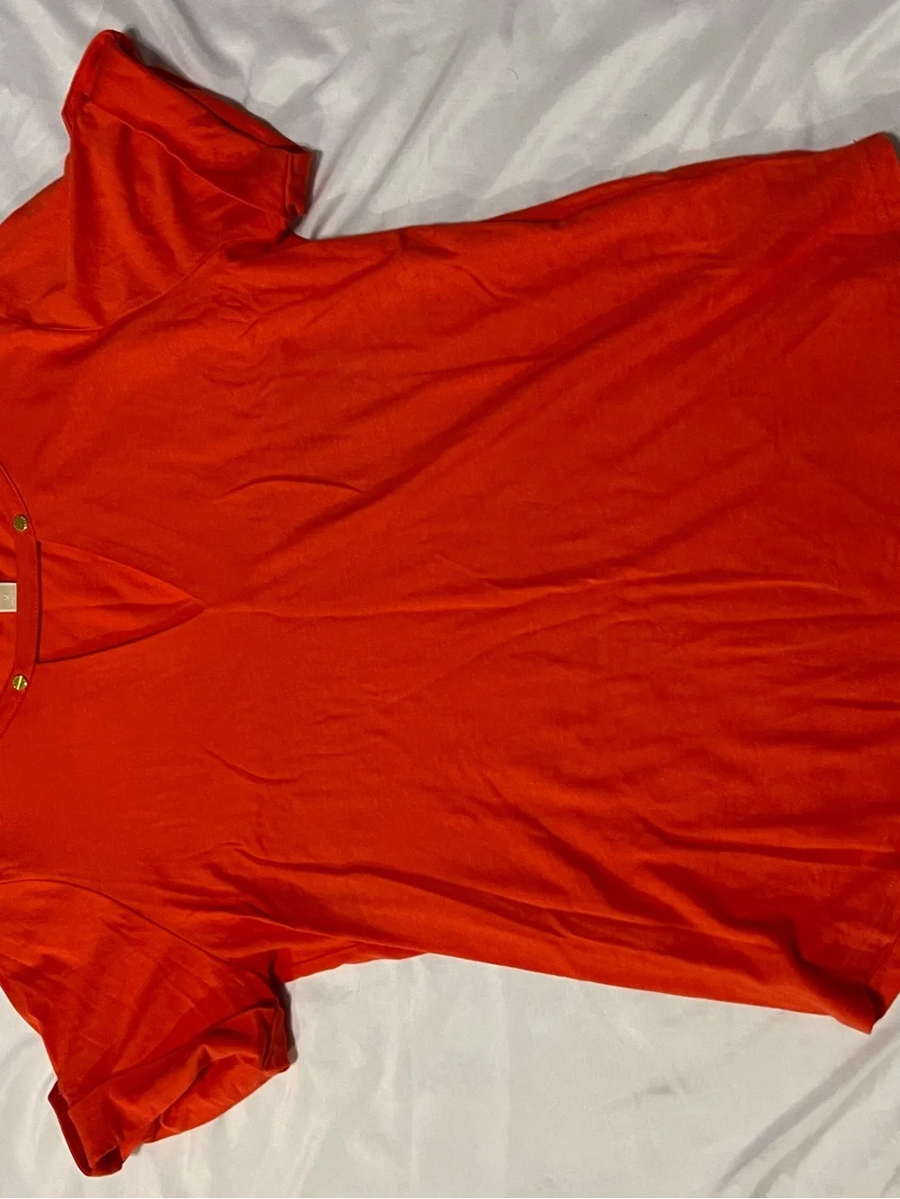 Michael Kors Short Sleeve V-Notch Top in Orange